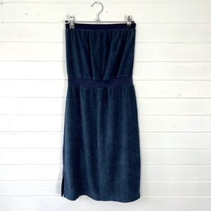 American Apparel Navy Terrycloth Strapless Dress L